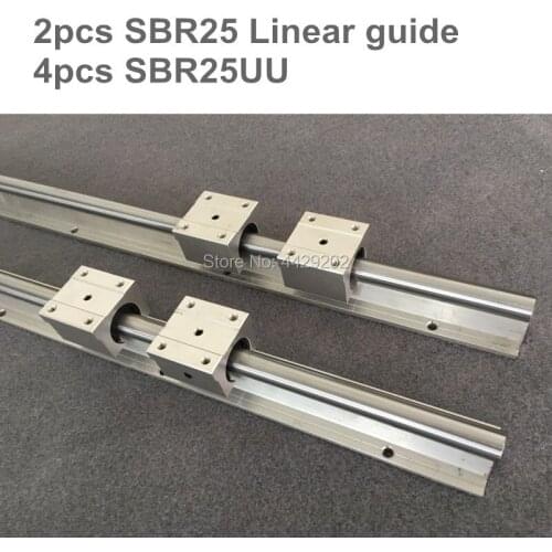 25mm linear rail SBR25 600 800mm 2pcs and 4pcs SBR25UU linear bearing blocks for cnc parts 25mm linear guide