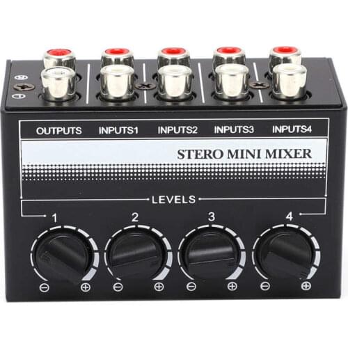 Stereo Mini Mixer Mini Portable Metal -12dB Gain Audio Splitter Box Passive with RCA Connector for Outdoor Performances for CD