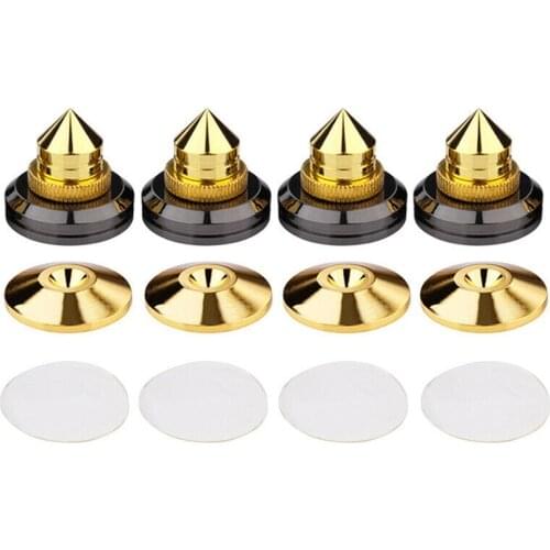 4pcs Set Golden Speaker Spikes Speaker Stands Subwoofer CD Amplifier Turntable Isolation Stand Feet Cone Base Pads