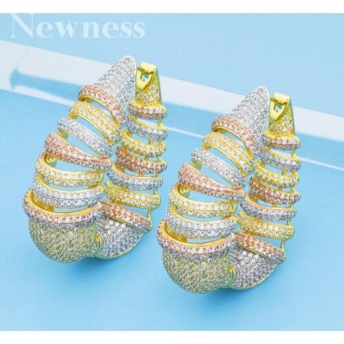 Newness 51mm Luxury Hollow Cubic Zircon Statement Big Hoops Earrings For Women Wedding DUBAI Bridal Round Circle Earrings