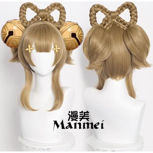 Game Genshin Impact Yaoyao Cosplay Wig Bow Split Hair Tie Hair Halloween Carnival Fancy Party Cosplay Props
