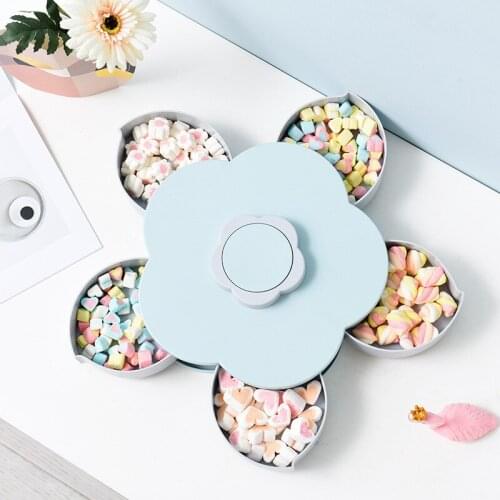 Plastic Storage Box Grid Rotation Lazy Melon Seeds Snack Fruit Plate Candy Dried Fruit Box Jewelry Sstorage Box Home Decoration