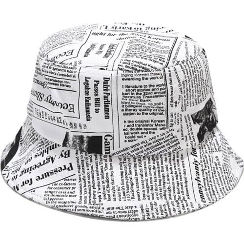 2021 Women Bucket Hats Newspaper Design Men CapBucket Hat For Women Outdoor Sunscreen Sun Hat Lady Panama Cap