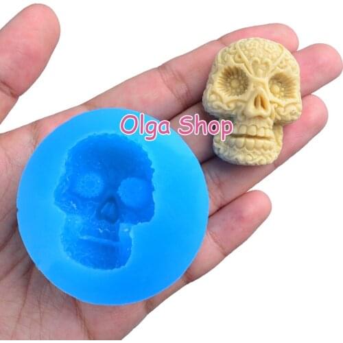 PYL801 37.4mm x 28.1mm Skeleton Silicone Mold Fondant Cake Decoration Candy Resin Clay Earrings Necklace Craft Soap Candle