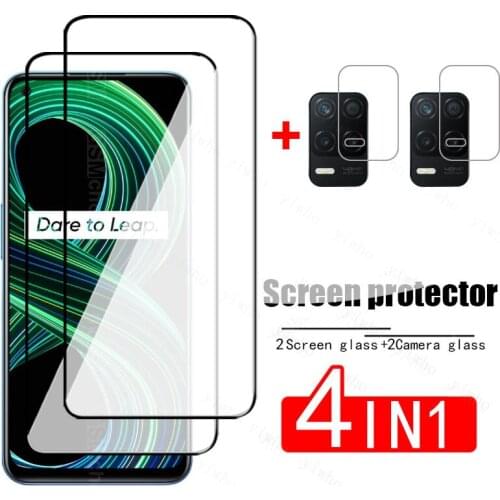 Glass For Realme 8 5G Tempered Glass On Opo Real me 8 5G Phone Screen Protector Full Glue Silm Protective Camera Lens Glass Film