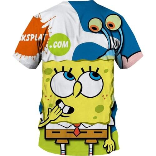 Stylish Men & Women Sponge Family Graphic T-Shirt 3D Printed Fun Sports T-Shirt Top Men & Women Plus T-Shirt Fir