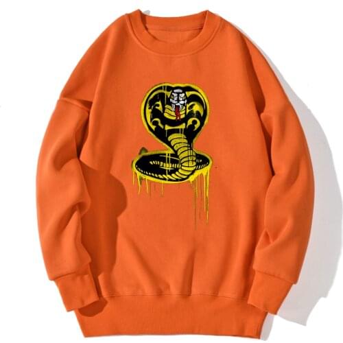 Drop shoulders Sweatshirt Mens Cobra Kai Print Streetwear Long Sleeve Tops Pullovers 2020 New Winter Fall Sudaderas Masculino