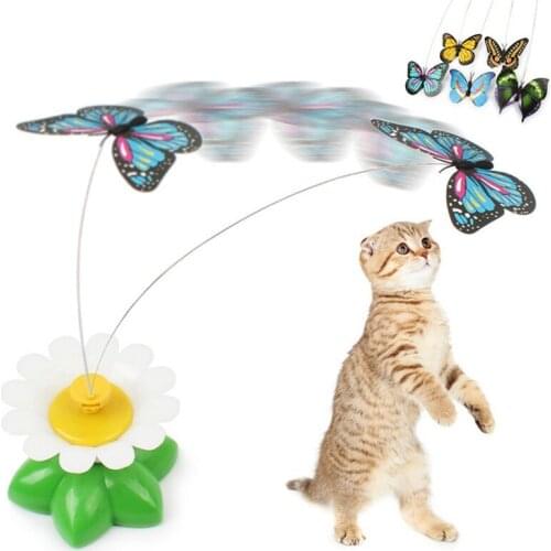 Funny Dog Cat Toys Electric Rotating Colorful Butterfly Bird Cat Toy Pet Seat Scratch Toy Pet Dog Cat Intelligence Trainning Toy