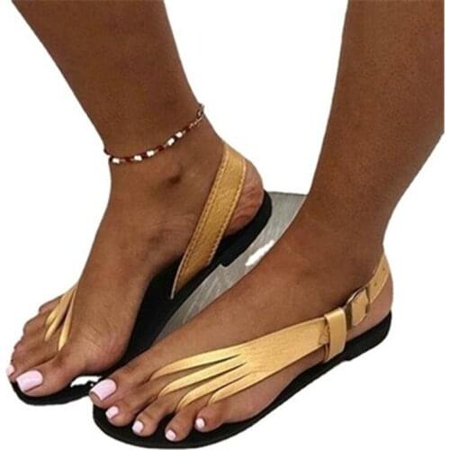 Summer new style sandals European and American style round toe ladies flip flops flat bottom side empty large size fashion sanda