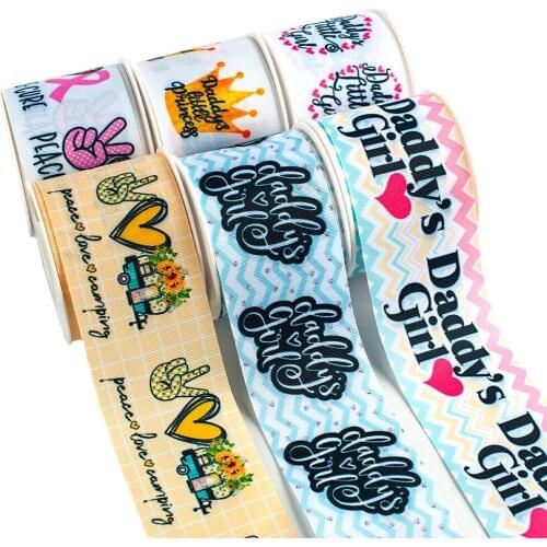 10yadrs Love of Peace Patterns Grosgrain Ribbons Printed For Hair Bows DIY Crafts Handmade Bows Accessories