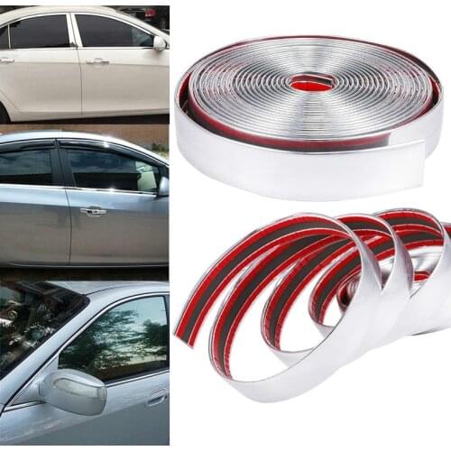 2M Silver Car Chrome DIY Molding Decorative Strip For Grille Window Bumper Door Edge Scratch Protection Cover Car Shape Sticker