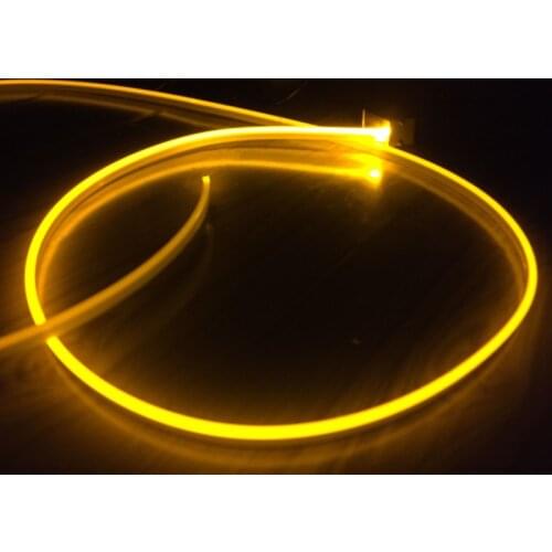 3mm(Dia.) Milky T-type Invisible Side Glow Skirt Fiber Optic Cable Car Interior Atmosphere DIY Lighting w/Side Ribbon Mount RGB
