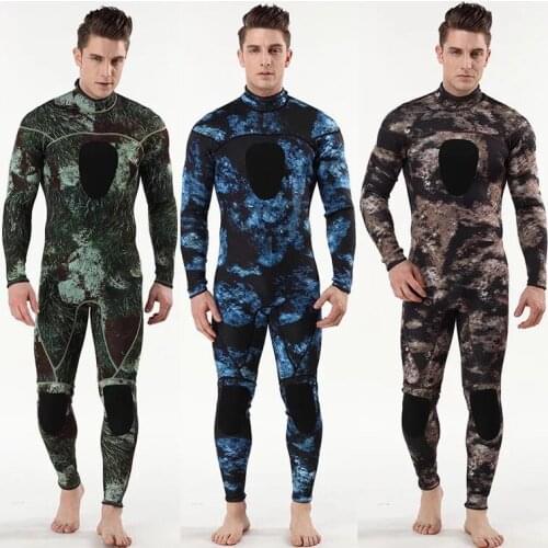 3mm Long Sleeved Camouflage Conjoined Diving Suit Mens Thick Keep Warm Waterproof Diving Suit Male Fishing Suit Size S-XXXL