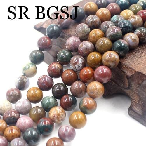Free Shipping SR 6 8 10 12mm New Arrival Jewelry Making Natural Round Ocean Jasper Loose Beads Strand 15inch