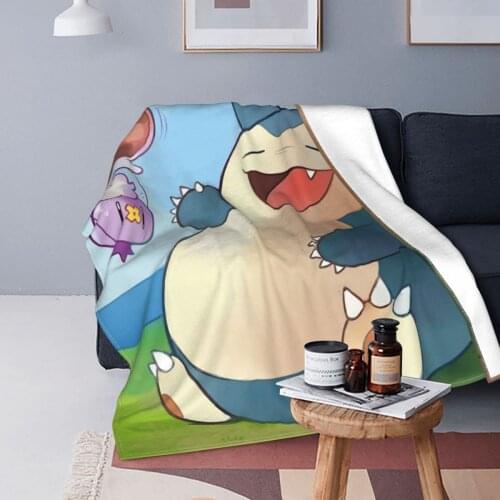 Snorlax Blanket Coral Fleece Plush Summer Japanese Anmie Breathable Super Warm Throw Blankets for Sofa Car Plush Thin Quilt