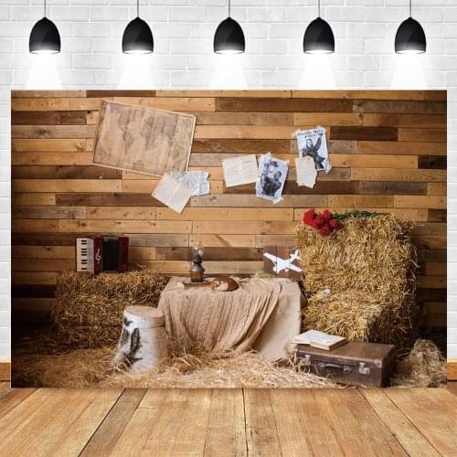 Yeele Autumn Background Grunge Wooden Warehouse Wall Haystack Suitcase Baby Portrait Photography Backdrop Photo Studio Photozone