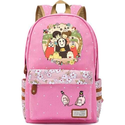 Anime Spirited Away Canvas Backpack Casual Packsack Schoolbag High Quality Teenger Mochila Unisex Student Travel Laptop Bag