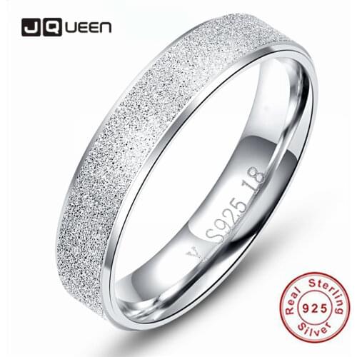 JQUEEN 925 Sterling Silver 5mm Round Surface Matte Finish Ring for Couple Weeding and Engagement Anniversary Jewelry Gift