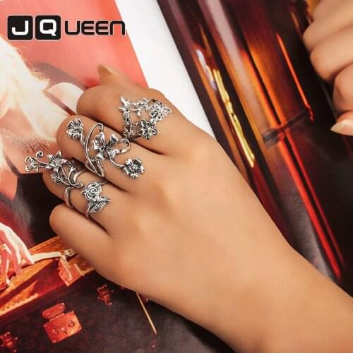 2019 New Fashion 4pcs Bague Vintage Knuckle Rings For Women Turkish Big Flower Leaf Midi Finger Ring Set Boho Jewelry