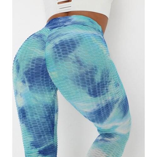 High Waist Leggings Womens Ink Tie-Dye Pants Slim And Hip Lifting Exercise Bottom Pants for Women Exercise Bubble Hip Pants