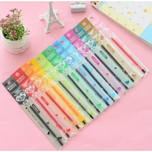 LifeMaster M&G 0.38mm Multi Color Gel Pen Refills Orange/Yellow/Green/Violet Tubular Fine Point 2 pcs/lot Writing Supplies