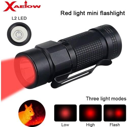 Mini LED Red Light UV Flashlight CLIP EDC Portable Hiking Tiny 3Modes Hunting Torch Waterproof Lamp+16340+USB Charger