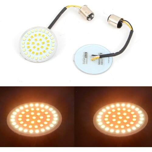 Motorcycle 2" Bullet Style White/Amber LED Turn Signal Indicator Inserts Light for Harley Touring Sportster Glide Dyna