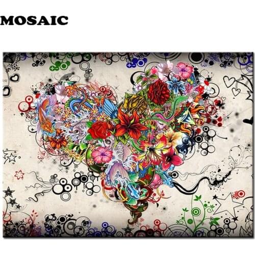 MOSAIC,5D Diamond Mosaic Pattern Rhinestone Needlework Diy Diamond Painting Cross Stitch Heart flower Diamond Embroidery art