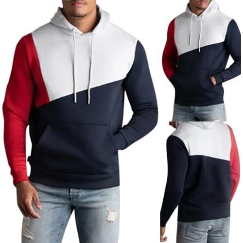 Mens Color Block Hoodies Sweater Tops Sports Long Sleeve Sweatshirt Jacket Coats