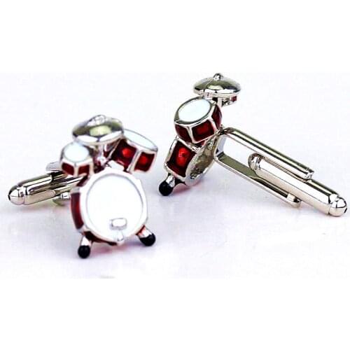 Musical instruments Drum Set Shaped Cufflinks Pins for Mens Shirt Drip Cuff Link Ornaments