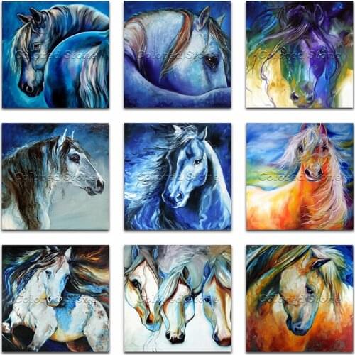 New 2020 5D Full Square Diamond painting embroidery Cross stitch horse animal 3D DIY Round Drill Drawing mosaic crafts L072