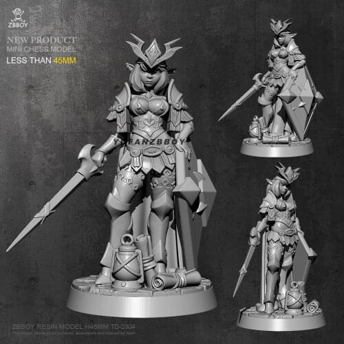 45mm Resin Figure Kits Female swordsman resin soldier Model Self-assembled TD-2304
