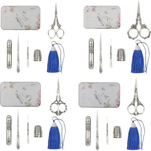 6 Pcs Sewing Tool Set Vintage Scissors Sharp Absolutely Gorgeous Set Cool Embroidery Set Quality Sewing Kit