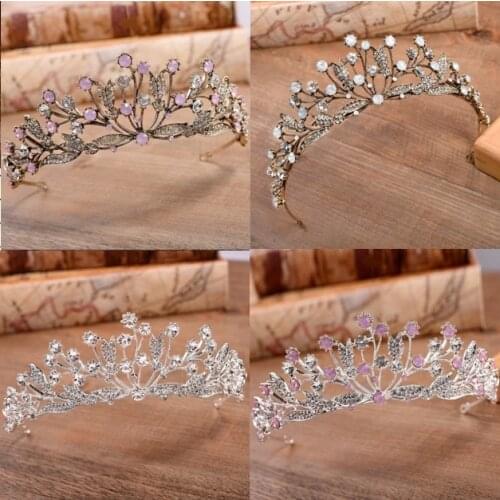 New Fashion Baroque Luxury Red Blue Crystal Bridal Crown Tiaras Vintage Gold Diadem Tiaras for Women Bride Wedding Hair Accessor