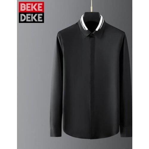 2021 Spring New Mens Slim Turn-Down Collar Single Breasted Spliced Korean Style Casual Shirt High Quality Fashion Blouse