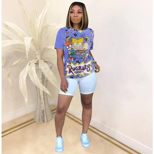 New Arrival Womens Cartoon Print Tshirts Print Shirt Fashion Casual Short Sleeve Tops Streetwear Clothes Korean Clothes