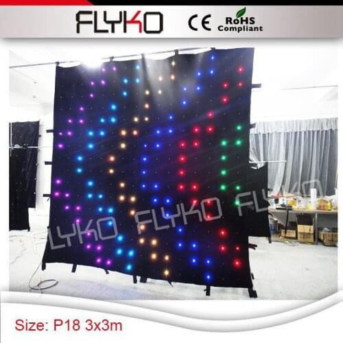 P18 hot new flashlight led video curtain 10ft high by 10ft width for stage decoration