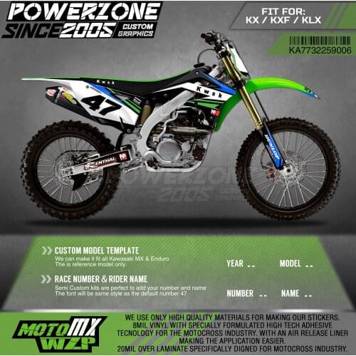 PowerZone Custom Team Graphics Decals 3M Stickers Kit For Kawasaki Sticker Decal 2013-2016 KX250F 06