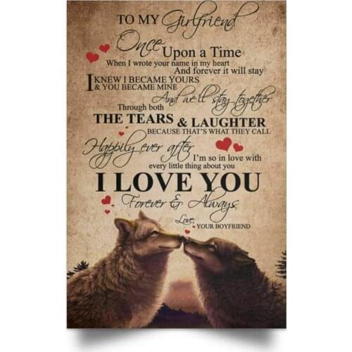 Wolf to My Girlfriend Poster I Love You Metal Tin Sign Home Lovers Gift Garage Rustic Retro Parlor Kitchen Caveat Wall Decor