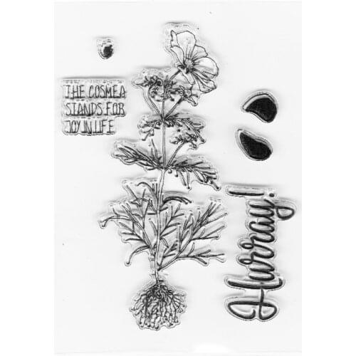 Cosmea flower stamps clear silicone transparent scrapbooking stamps hurray background decorative stamps
