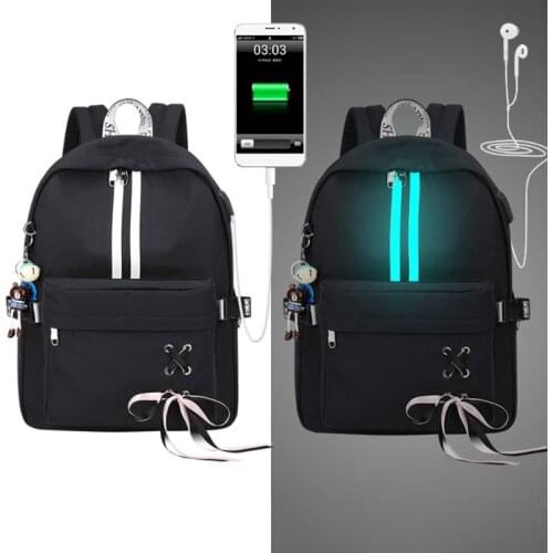 Fashion Anti Theft Reflective Women Backpack USB Charge Earphone Hole School Bags Girls Travel Laptop Bagpack Bookbags 20CA
