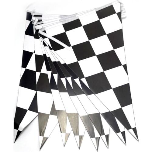 Happy Birthday Boys Favors Flags Black and white square lattice Theme Hanging Banner Decorations Baby Shower Party Pennants 1Set