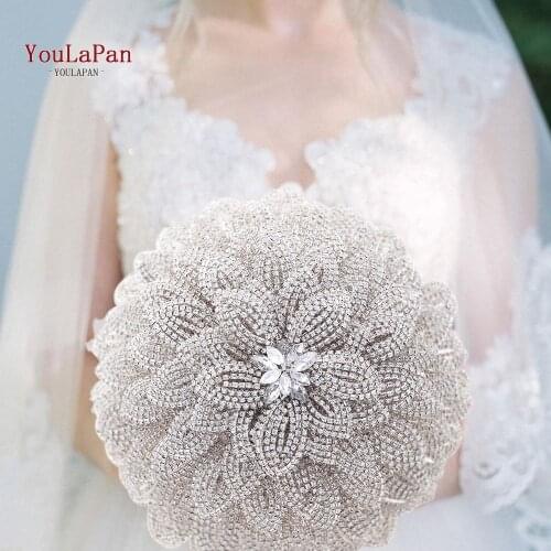 YouLaPan HF01 Wholesale Wedding Holding Flowers Wedding Gold Colored Bouquet Wedding Bridesmaid Hand Bouquet Bridal Flower
