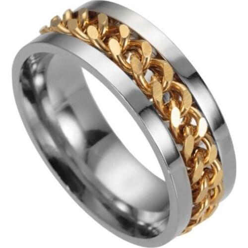 Unisex Turnable Chain Titanium Steel Ring Cool Rotation Chain Fashion Unique Jewelry Best Gifts For Festvial And Anniversary