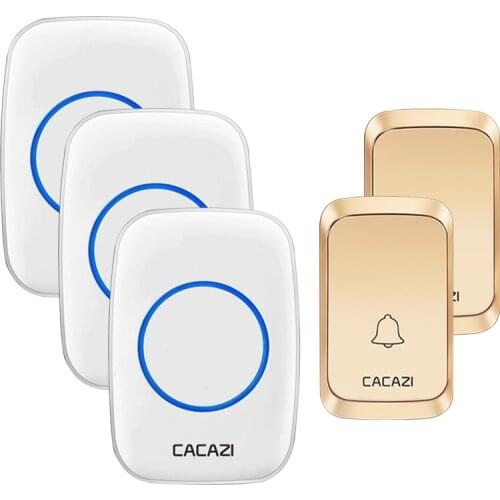 CACAZI Door Bell 2 Button 1 2 Receiver Waterproof Wireless Doorbell Light 300M Remote Home Cordless Call Bell EU Plug 58 Chime
