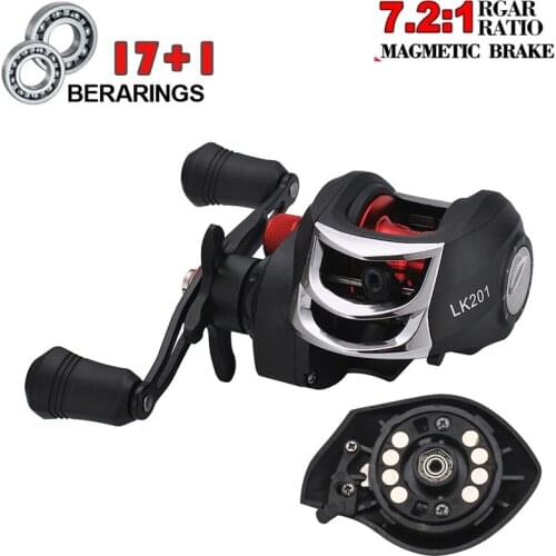 Lizard 17+1BB Baitcasting Reel 7.0:1 High Speed Fishing Reel 8KG Max Drag Left Right Hand Reel Reinforced Reel Fishing