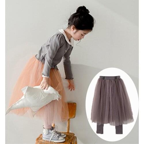 2 3 4 5 6 7 8 Years Girls Culottes Fashion Mesh Tutu Skirt For Girls Tulle Skirt Princess Baby Girl Kids Skirts Spring Autumn