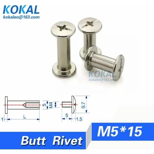 [DJ-M5*15]Free Shipping 20pcs 5*15 nickle sliver plated photo album binding blot screw butt joint rivets M5*15