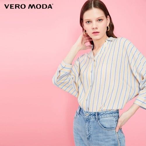 Vero Moda Womens V-neckline Hollow-Out Back Batwing Sleeves Striped Shirt | 319231577