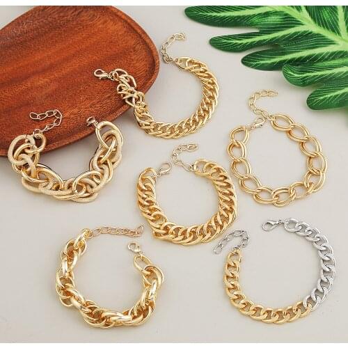 Punk Cuban Ladies Chain Bracelet Simple Couple Golden Chunky Hip Hop Bracelet Fashion Jewelry Wholesale 2021 New